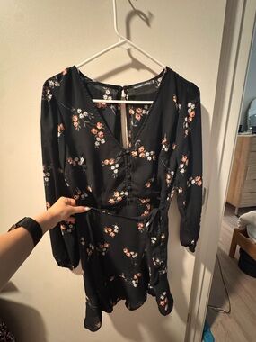 Abercrombie Black Floral Wrap Mini Dress